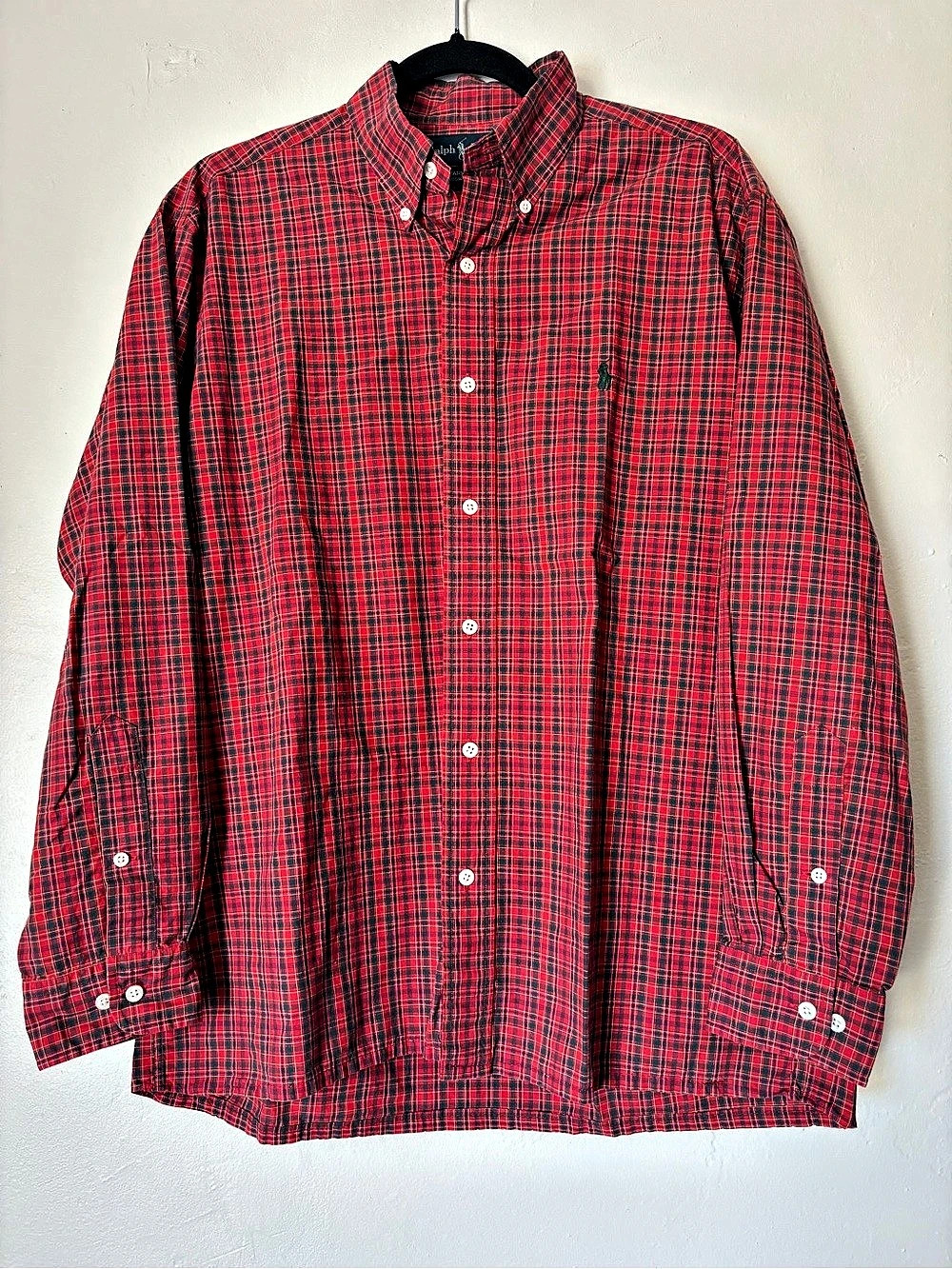 Ralph Lauren Men’s Red Plaid Long Sleeve Button Down Shirt Size 15 1/2 32/33